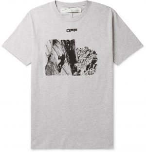Off-White - Printed Cotton-Jersey T-Shirt - Men - Gray Off-White - Printed Cotton-Jersey T-Shirt - Men - Gray