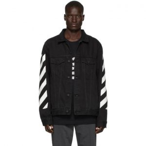 Off-White SSENSE Exclusive Black Denim Temperature Jacket Off-White SSENSE Exclusive Black Denim Temperature Jacket