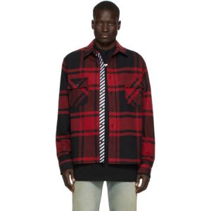 Off-White SSENSE Exclusive Black and Red Stencil Shirt Off-White SSENSE Exclusive Black and Red Stencil Shirt