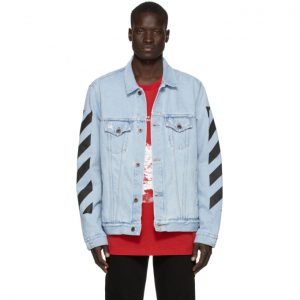 Off-White SSENSE Exclusive Blue Denim Temperature Jacket Off-White SSENSE Exclusive Blue Denim Temperature Jacket