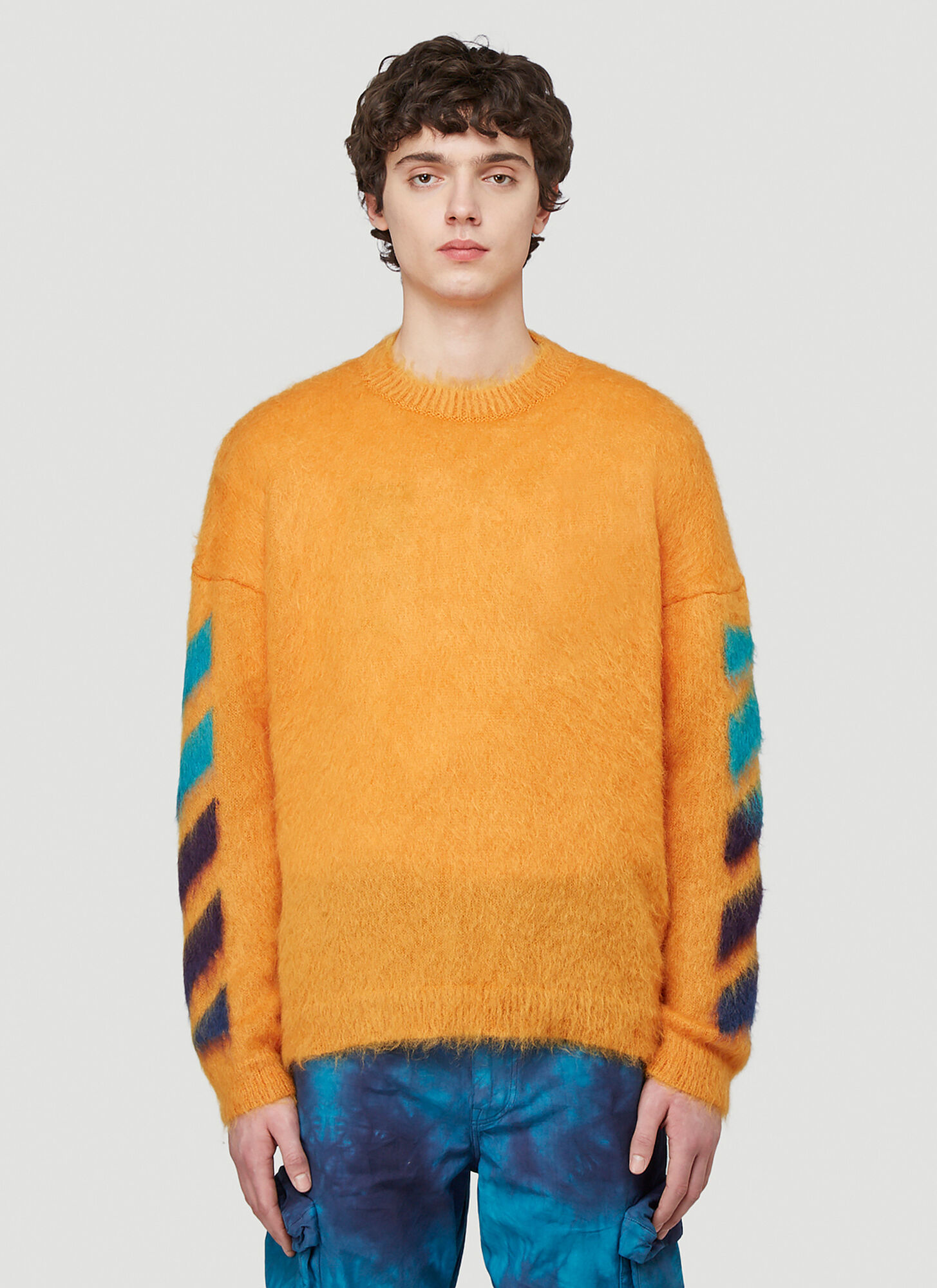 Off-White Textured Knit Sweater in Orange size S | The Fashionisto