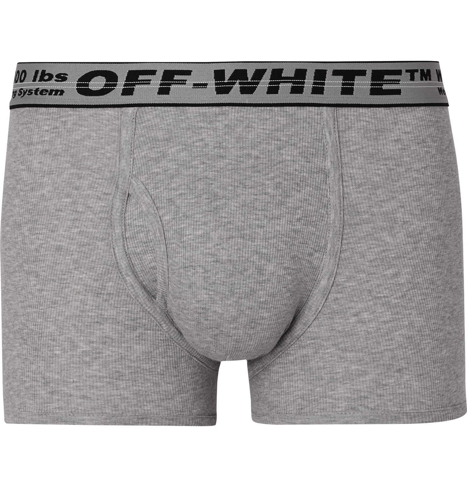 Download Off-White - Three-Pack Ribbed Mélange Stretch-Cotton Boxer ...