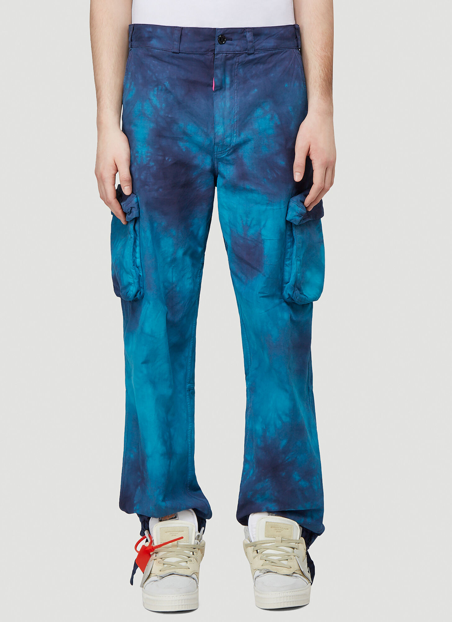 Off-White Tie-Dye Cargo Pants in Blue size 32 | The Fashionisto