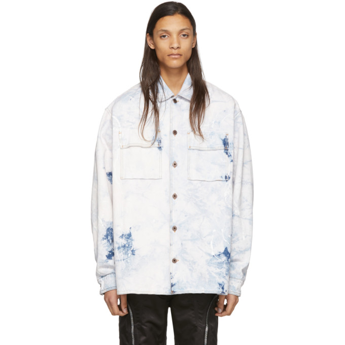 Off-White White and Blue Denim Oversized Arrows Jacket | The Fashionisto