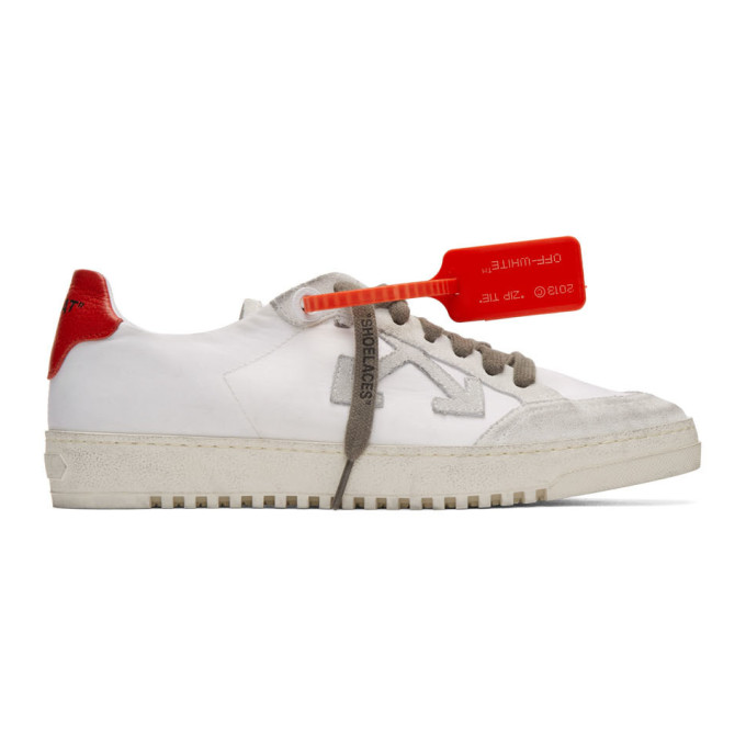 Off-White White and Red Low 2.0 Sneakers | The Fashionisto