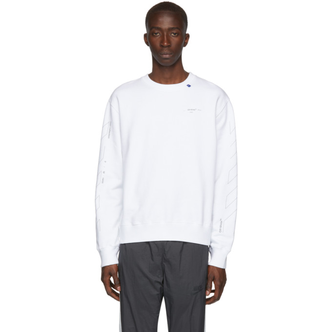 Off-White White and Silver Diagonal Unfinished Slim Sweatshirt | The ...
