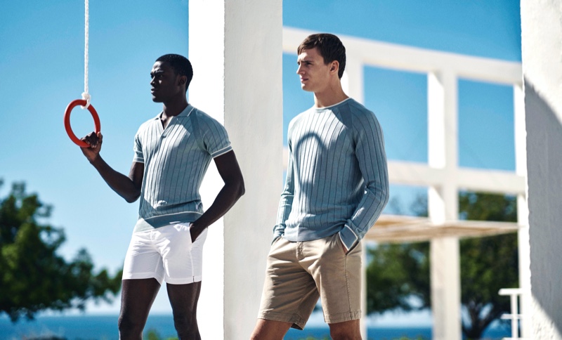 Connecting with Orlebar Brown, Davidson Obennebo and Julian Schneyder appear in the brand's high summer 2020 campaign.