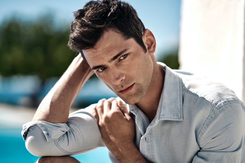 American model Sean O'Pry stars in Orlebar Brown's high summer 2020 campaign.