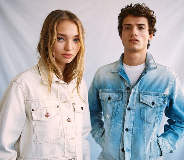 Models Milena Ionna and Serge Rigvava come together in spring denim from Pepe Jeans.