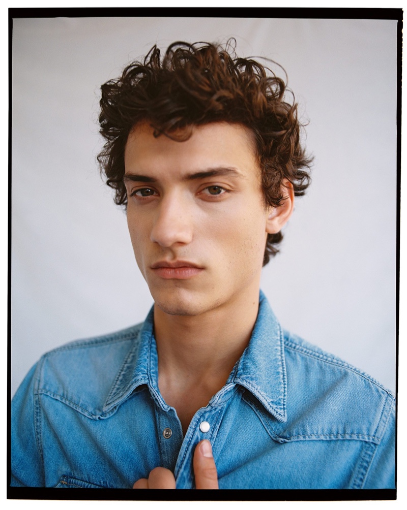 Serge Rigvava dons a denim shirt from Pepe Jeans.