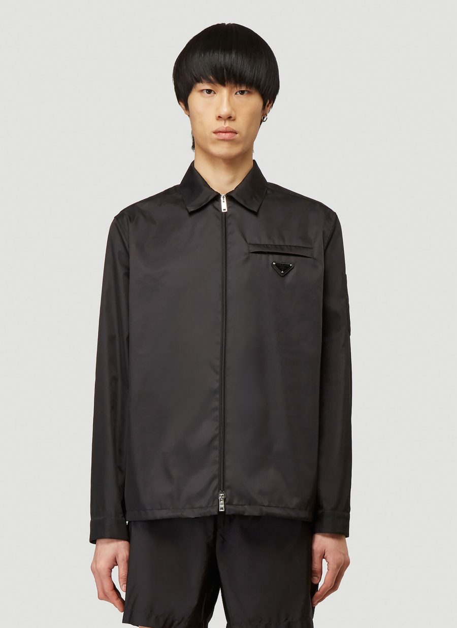 Prada Nylon Shirt Jacket in Black size L | The Fashionisto