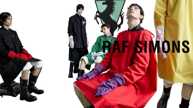 Dries Haseldonckx, Ilona Desmet, Daan Duez, Luca Lemaire, and Maoro Bultheel appear in Raf Simons' spring-summer 2020 campaign.