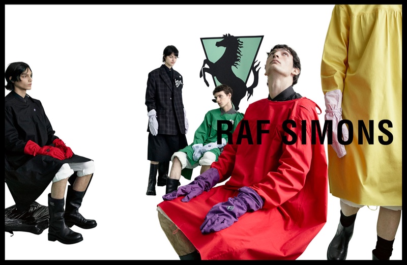 Dries Haseldonckx, Ilona Desmet, Daan Duez, Luca Lemaire, and Maoro Bultheel appear in Raf Simons' spring-summer 2020 campaign.