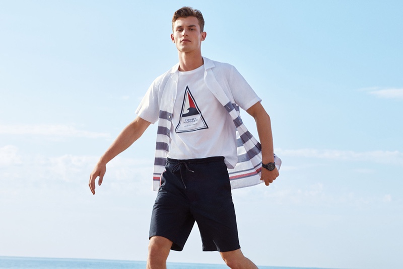 A relaxed vision, Kit Butler models Tommy Hilfiger.