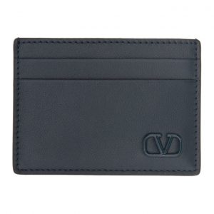 Valentino Navy Valentino Garavani Small VLogo Card Holder Valentino Navy Valentino Garavani Small VLogo Card Holder