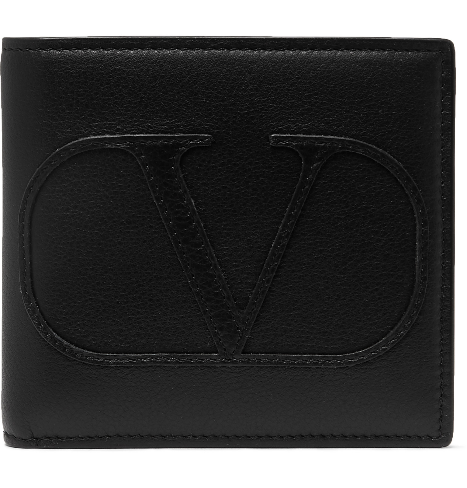 Valentino - Valentino Garavani Logo-Appliquéd Leather Billfold Wallet ...