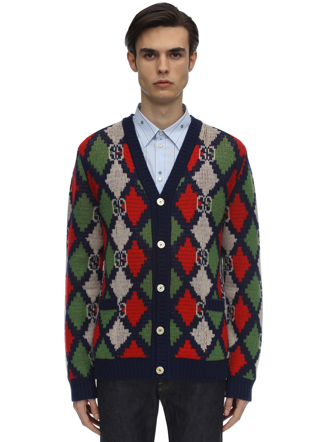 red woolen shrug