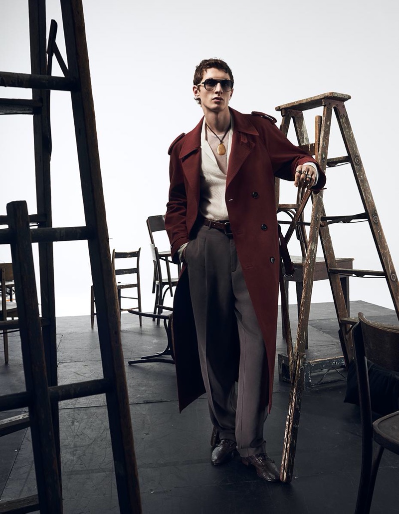 Donning a striking trench, Henry Kitcher fronts Zara's spring-summer 2020 campaign.