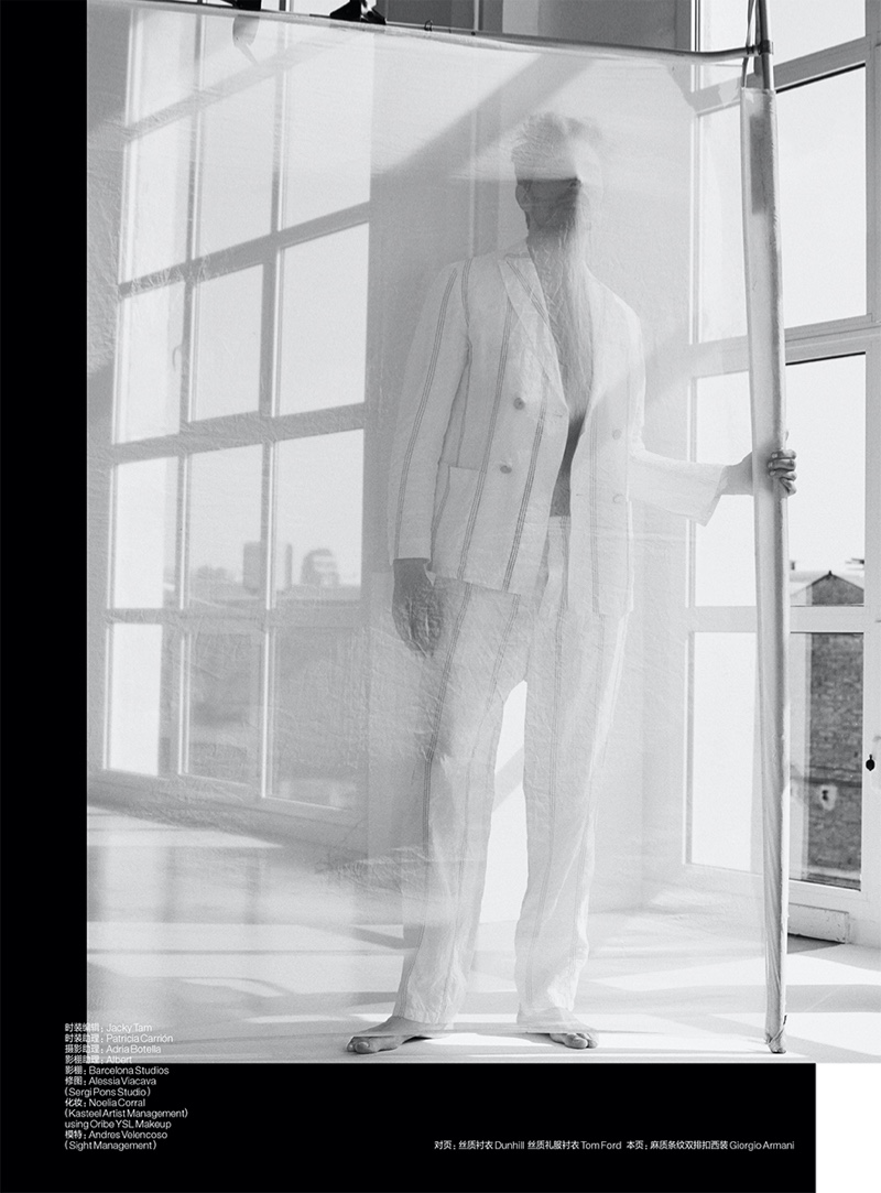 Andres Rocks White Fashions for GQ China