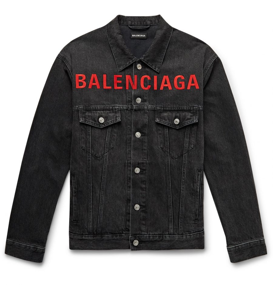Balenciaga - Logo-Embroidered Denim Jacket - Men - Black | The Fashionisto