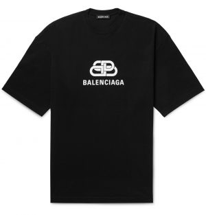 Balenciaga - Oversized Logo-Print Cotton-Jersey T-Shirt - Men - Black Balenciaga - Oversized Logo-Print Cotton-Jersey T-Shirt - Men - Black