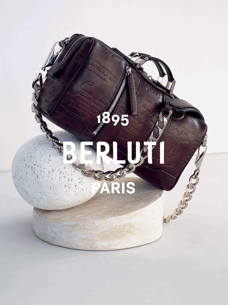 Erwan Frotin photographs one of Berluti's luxurious leather bags for the brand's summer 2020 campaign.