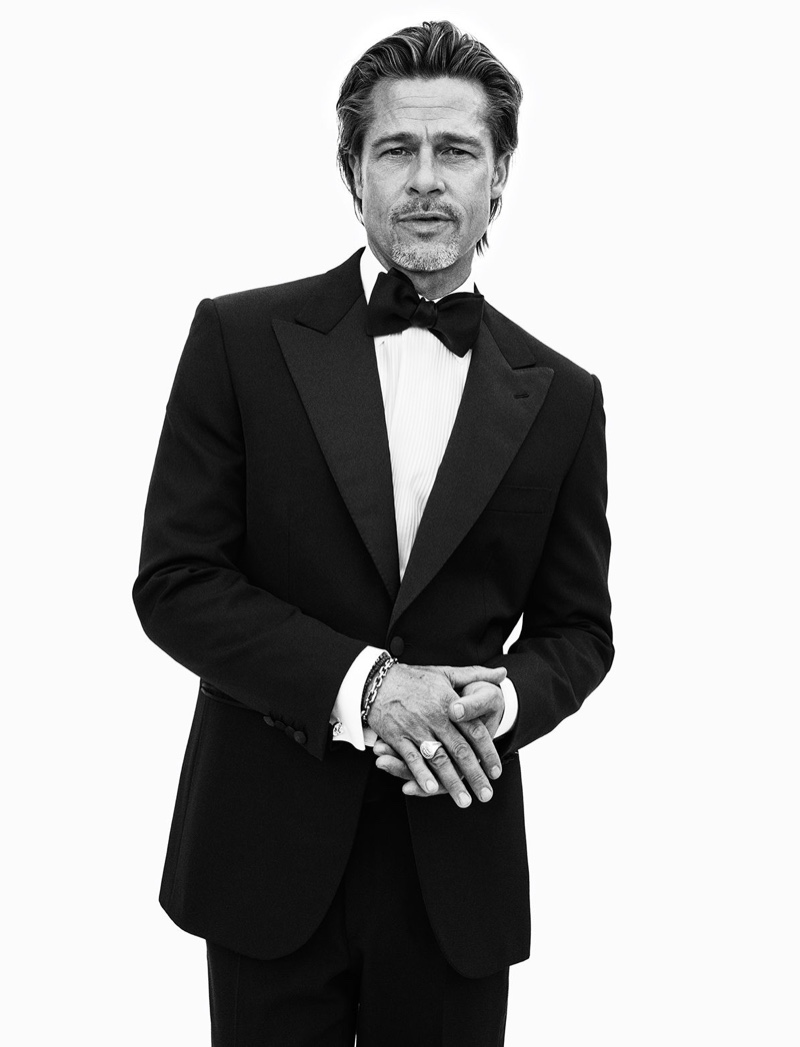 Actor Brad Pitt dons a tuxedo for Brioni's spring-summer 2020 campaign.