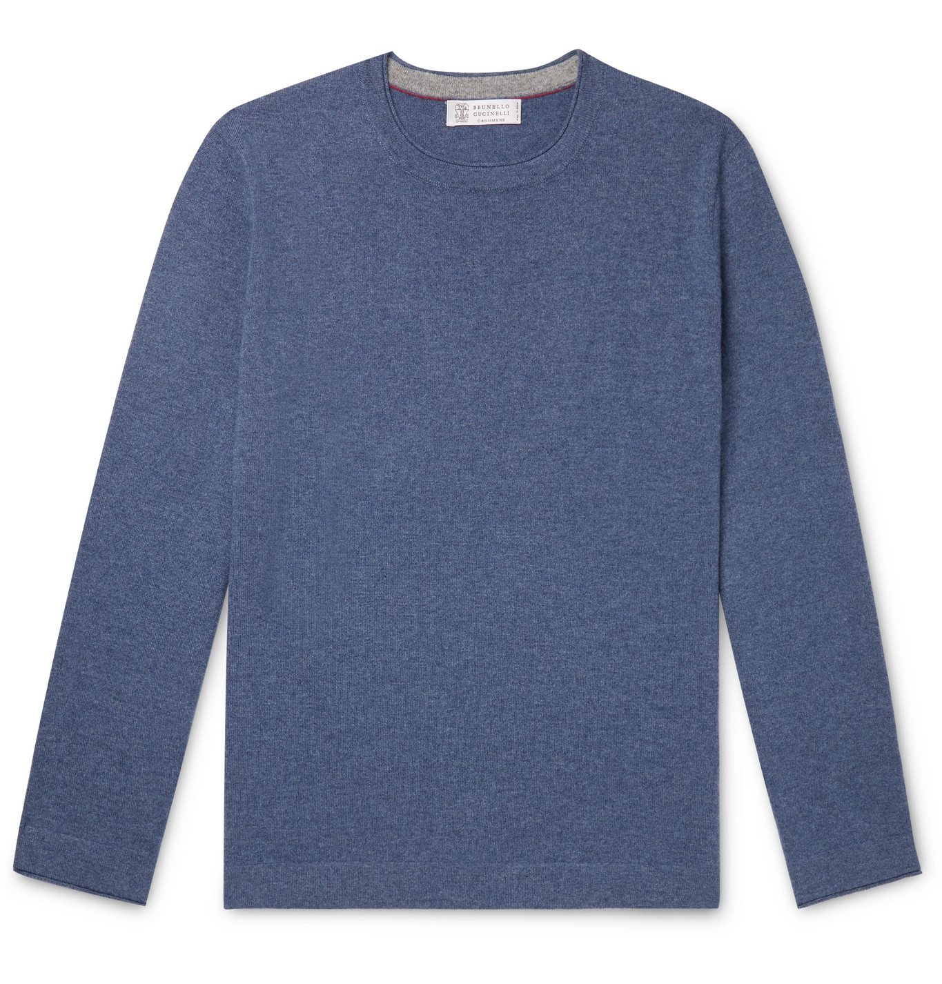 Brunello Cucinelli - Contrast-Tipped Cashmere Sweater - Men - Blue ...