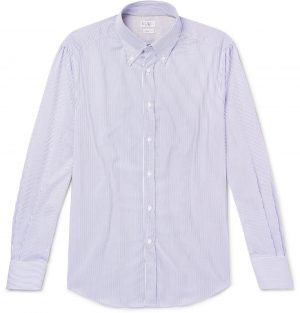 Brunello Cucinelli - Slim-Fit Button-Down Collar Striped Cotton-Poplin Shirt - Men - Blue Brunello Cucinelli - Slim-Fit Button-Down Collar Striped Cotton-Poplin Shirt - Men - Blue