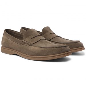 Brunello Cucinelli - Suede Penny Loafers - Men - Green Brunello Cucinelli - Suede Penny Loafers - Men - Green