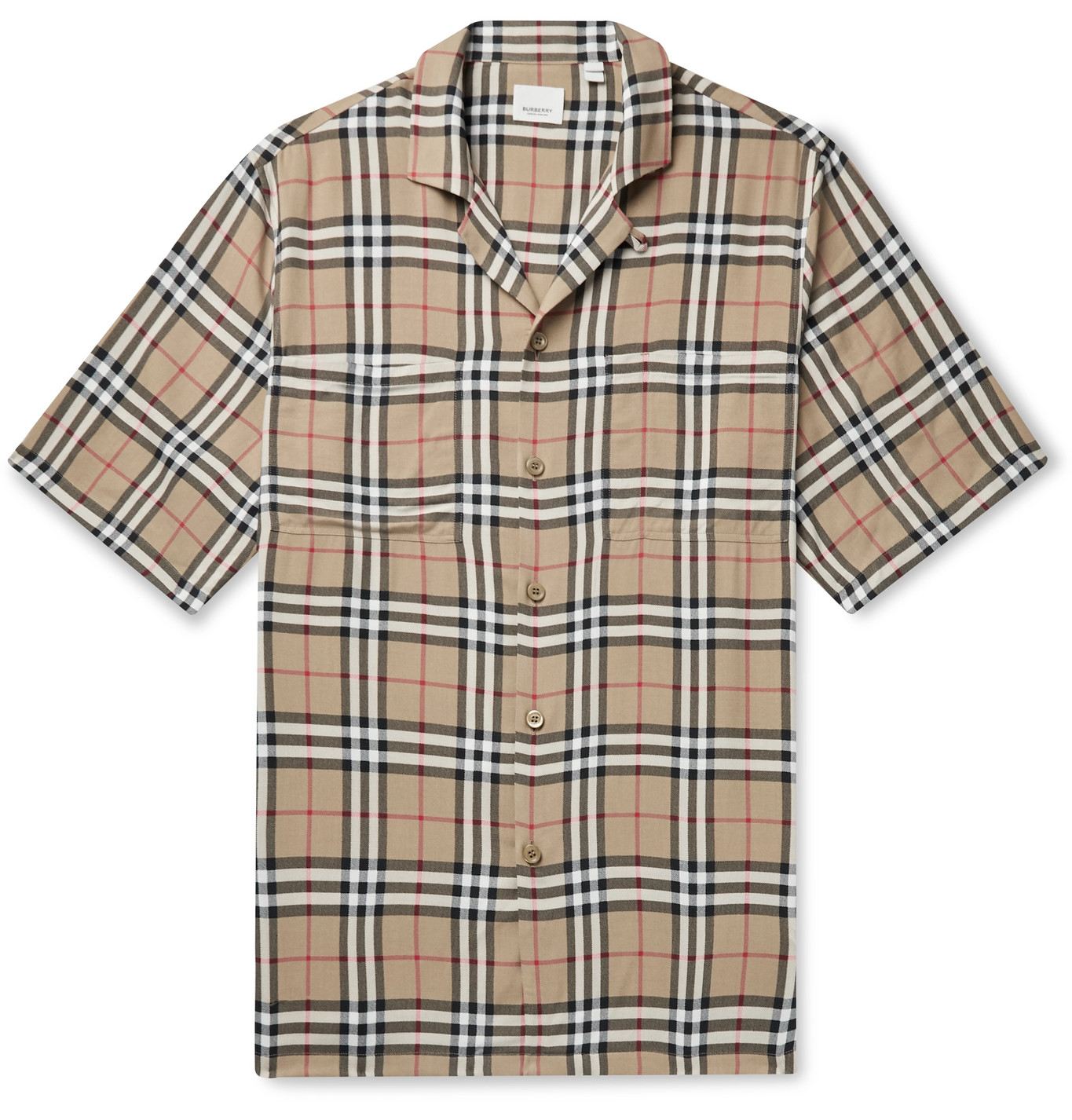 Burberry - Oversized Camp-Collar Checked Woven Shirt - Men - Neutrals ...