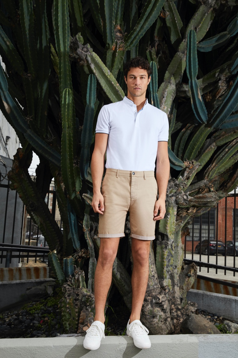 Front and center, Miles McMillan is a smart vision in a polo shirt and shorts by Esprit. » Miles & Simon Embrace Summer Style in Esprit Front and center, Miles McMillan is a smart vision in a polo shirt and shorts by Esprit.