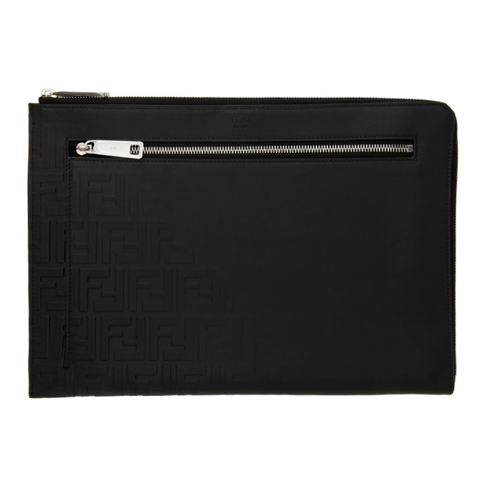 fendi black leather pouch