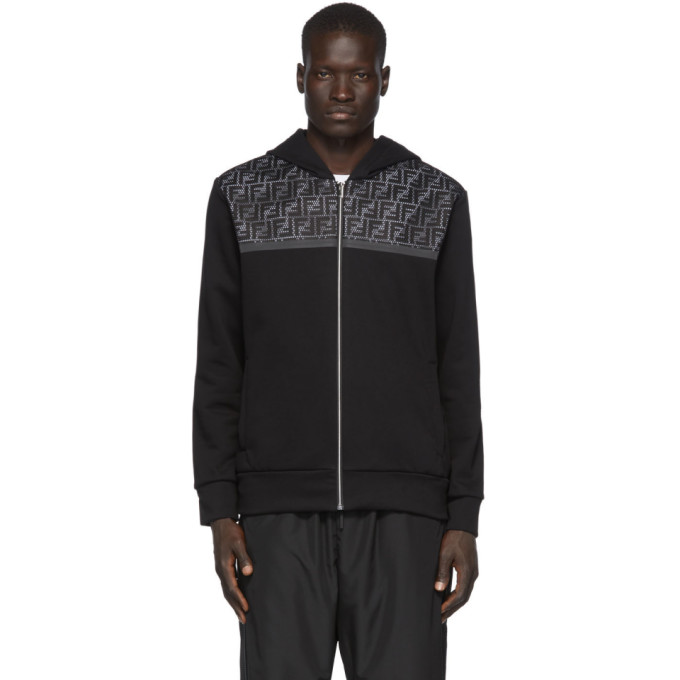 Fendi Black Mesh Forever Fendi Zip-Up 