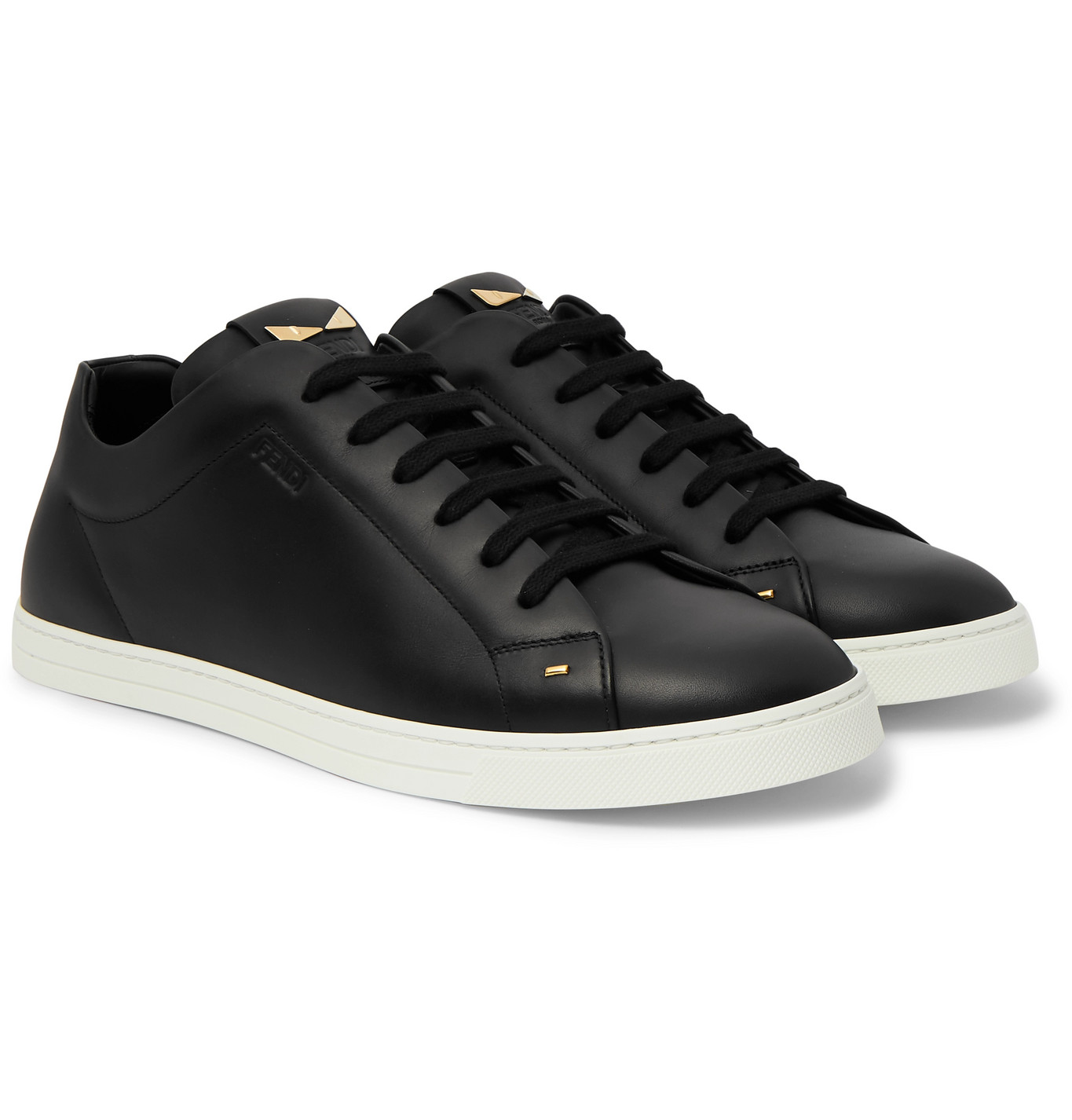 Fendi - I See You Embellished Leather Sneakers - Men - Black | The ...