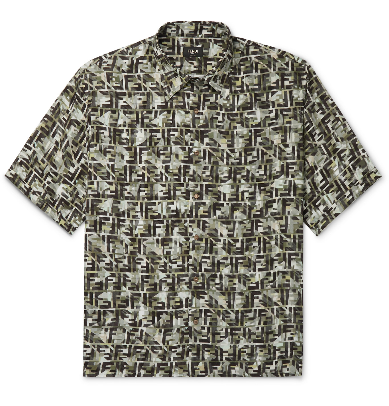 Fendi - Logo-Print Poplin Shirt - Men - Green | The Fashionisto