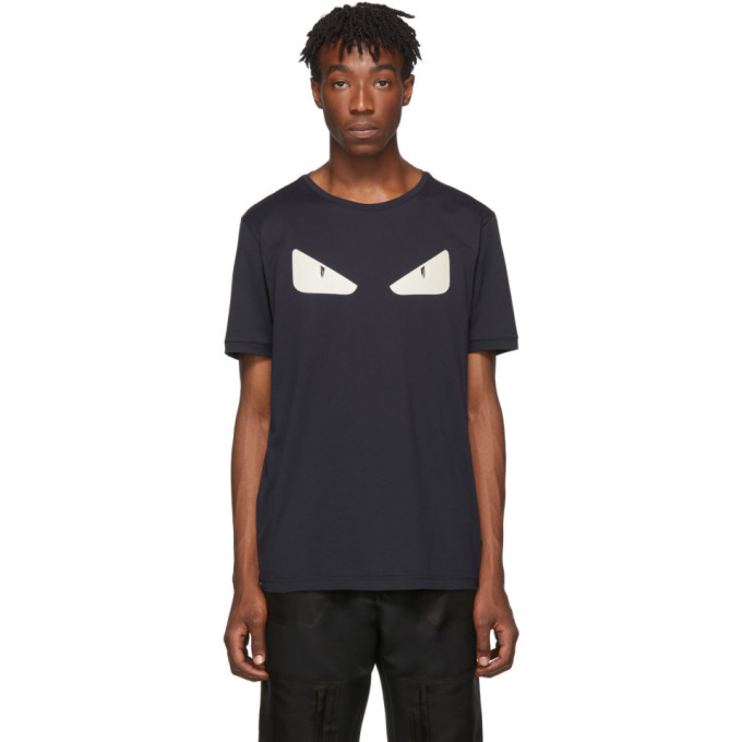 Fendi Navy Leather Bag Bugs T-Shirt 