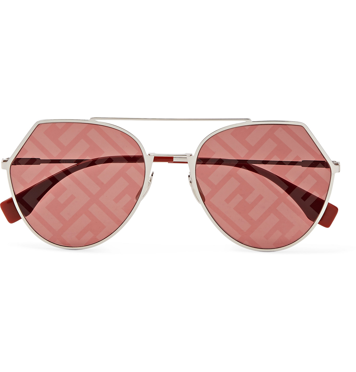 Fendi - Round-Frame Silver-Tone and Acetate Logo-Print Sunglasses - Men ...