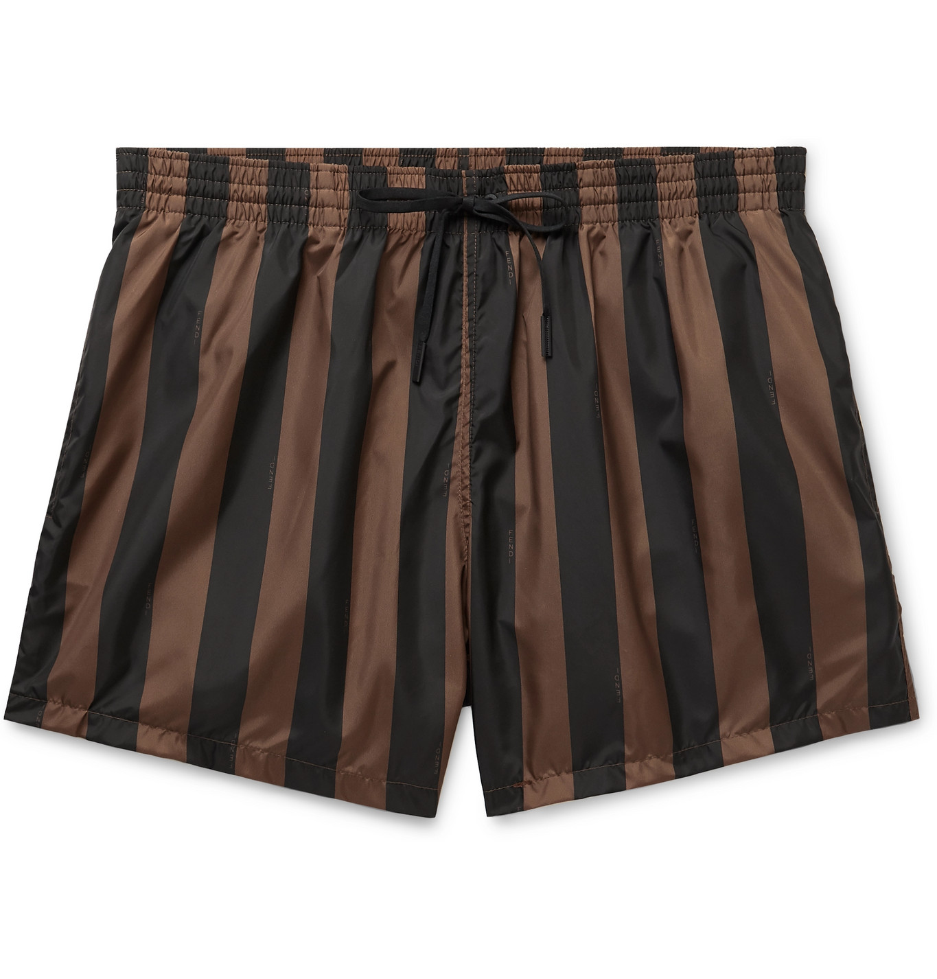 Fendi - Slim-Fit Mid-Length Logo-Print Striped Swim Shorts - Men ...