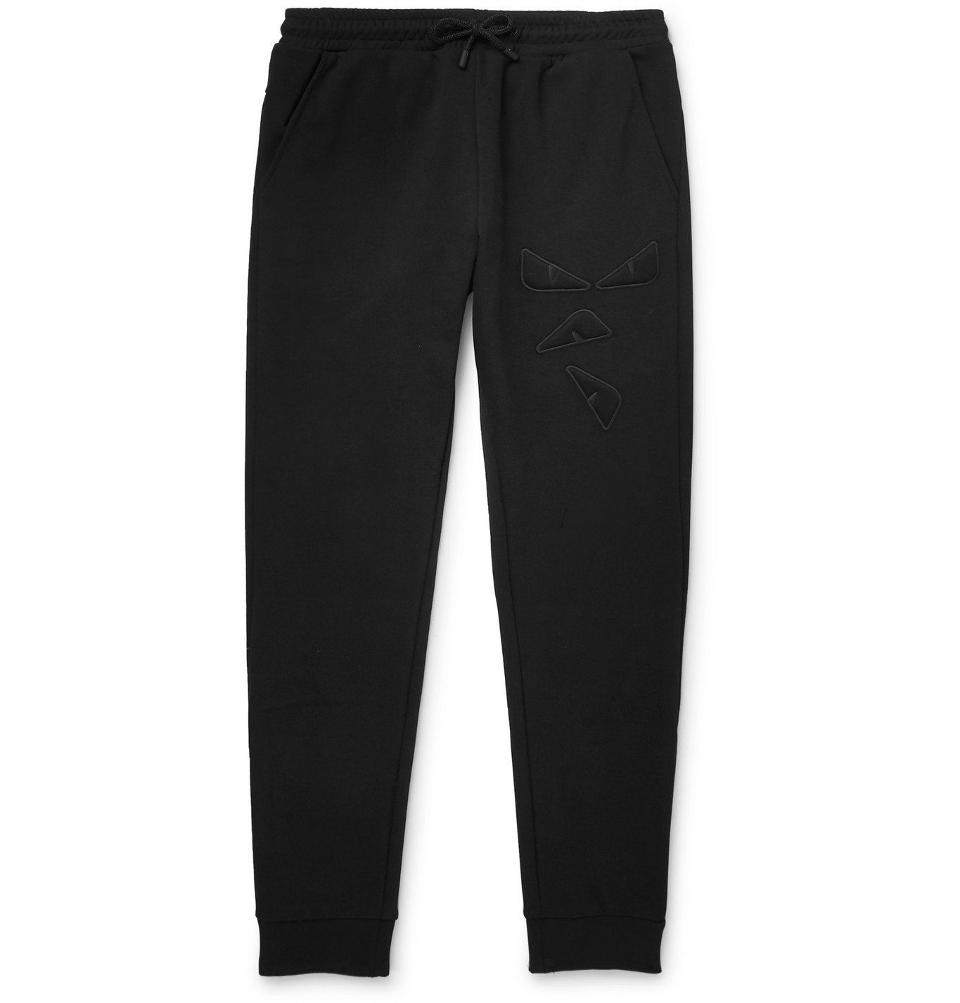 Fendi - Slim-Fit Tapered Logo-Appliquéd Cotton-Blend Jersey Sweatpants ...