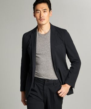 Garment Dyed Traveler Suit Jacket in Navy Garment Dyed Traveler Suit Jacket in Navy
