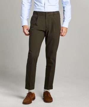 Garment Dyed Traveler Suit Trouser in Olive Garment Dyed Traveler Suit Trouser in Olive