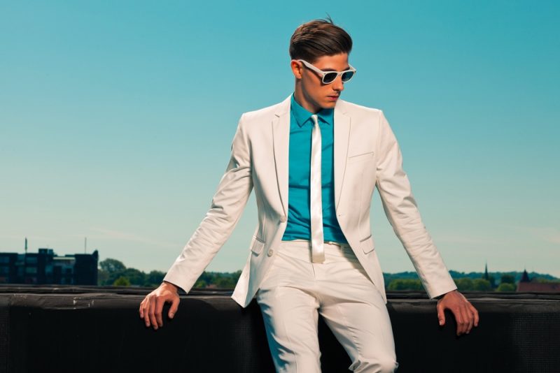 Guy in Colorful White Suit Look