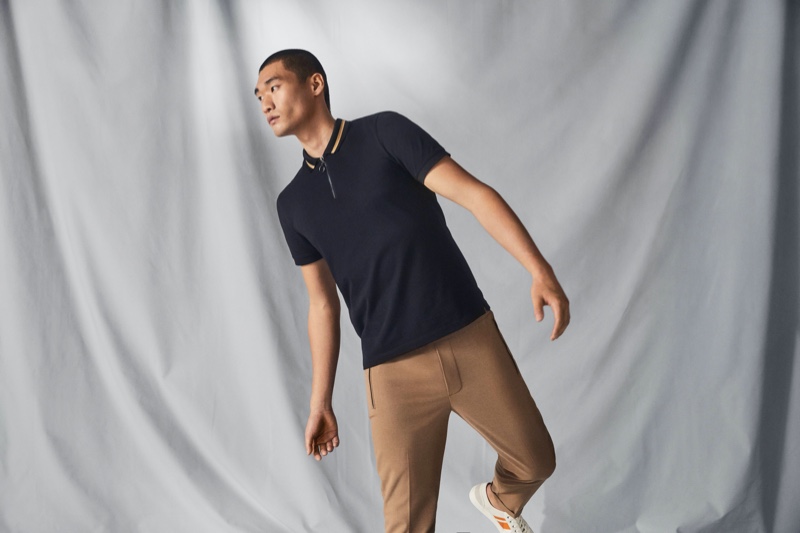 Reuniting with H&M for summer, Kamui Tanaka models a polo shirt from the brand's Coolmax range.