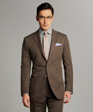 Herringbone Linen Sack Suit Jacket in Brown Herringbone Linen Sack Suit Jacket in Brown
