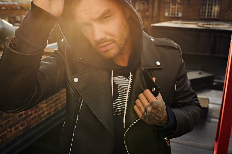 Singer Liam Payne rocks a leather bike jacket from his HUGO pre-fall 2020 capsule collection.