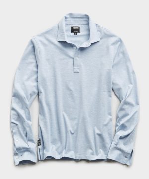 Long Sleeve Stretch Dress Pique Polo in Light Blue Long Sleeve Stretch Dress Pique Polo in Light Blue