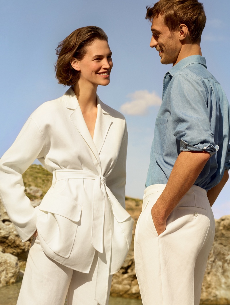 Models Crista Cober and Clément Chabernud reunite for Loro Piana's spring-summer 2020 campaign.