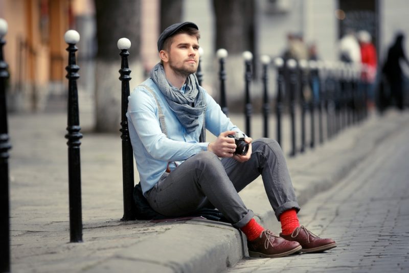 Man with Colorful Stylish Socks