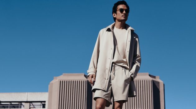 Tony, Neels & Stewart Front Mango Improved Campaign Tony Chung dons a neutral-colored look from Mango for the brand's Improved collection campaign.